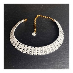 Off-White Black Polkadot Vintage 80s Choker Necklace Adjustable Length
