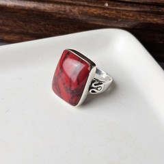 Vintage 925 Sterling Silver Red Jasper Statement Ring Size 7 – 7.13g