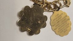 Vintage Gold Tone Chunky Charm Bracelet Poodle Wishing Well Frog Clover Dog 6.5″