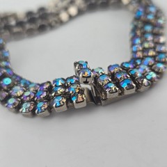 Vintage Weiss Blue AB Rhinestone Bracelet Size 6.5
