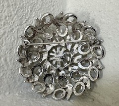 Vtg Monet Silver Tone Flower Brooch Pin Signed 2.25” Diameter