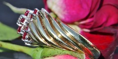 18k yellow gold ring 1.45ct diamond treated ruby sz 6.5 swirl 11.00g N3070M