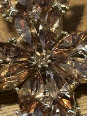 Signed Vintage 70s WEISS RARE 2-1/2” Maltese Cross Orange Austrian Crystals