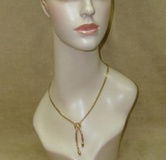 VINTAGE SARAH COV GOLD TONE FLAT FANCY LINK NECKLACE CRISSCROSS/LOOP/TIE DESIGN