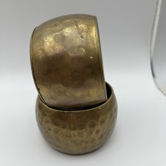 Vintage Hand Hammered Brass Bangle Chunky 2 Inches Wide-set Of 2
