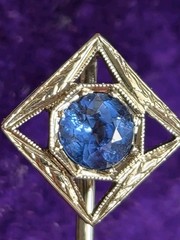 18K & 14K White Gold Antique Art Deco Sapphire Stick Pin