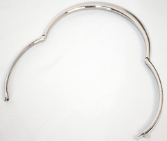 LANVIN Vintage Minimalist Choker Necklace Polished Silver Chrome Finish