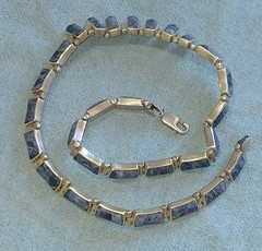 Vintage Native American Lapis Choker Necklace ~ 925 Sterling Silver ~ 78.9 Grams