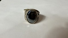 VINTAGE LARGE STERLING SILVER & HEMATITE THUNDERBIRD RING WHEELER MFG CO SIZE 9