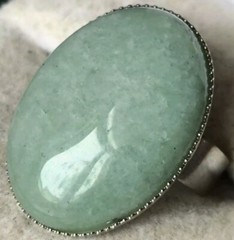 RARE Elegant Nephritis stone RING SILVER ANTIQUE size 7 adjustable Jewelry