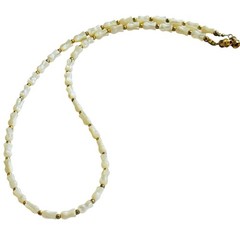 VTG Estate rose carved Beaded collar Necklace MOP Natural Mother of pearl 17.5″