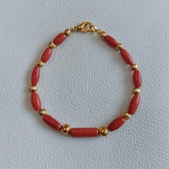 Natural Coral Gemstone Bracelet Coral Bead Bracelet Red Coral Handmade Bracelet