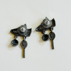 VTG JJ Jonette Jewelry Tennis racket Shoes ball earrings chunky pierced dangle