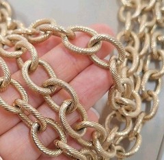 VTG Goldtone Textured Chunky Chain Link Triple-Strand Layered Statement Necklace