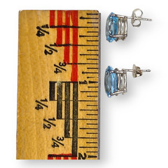 Vintage Sterling Silver 925 Blue Topaz Faceted Oval Post Earrings