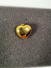 Vintage Monet Gold Plated Puffy Heart Pendant Signed •Monet See Description