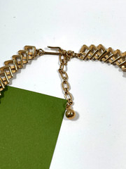 Vintage Trifari Gold Tone Choker Necklace Link Brush & Shiny Gold Elegant