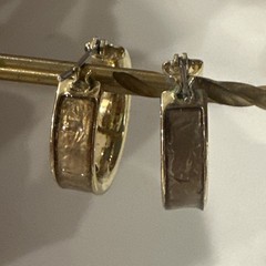 Liz Claiborne “LC” Signed Multi-Colored Glass Stone Gold Hoop Earrings VTG