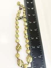 Vintage Signed Miriam Haskell Marbled Green Glass Nugget Bead Statement Necklace