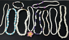 Vintage Y2K 90s Puka Shell Heishi Necklace Bracelet Lot 10 Surfer Hawaiian Beach