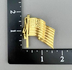 Vintage Napier Brooch American Flag Gold Tone USA Wave Signed