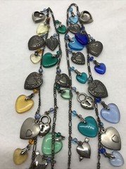 Vintage Glass Works Studio Glass & Silver Charms in Multi Colors Necklace 23
