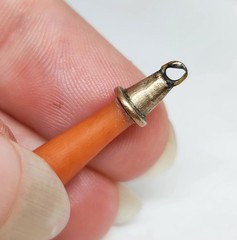Genuine Victorian Vintage Yellow Gold? Natural Red Coral Bracelet Charm/Fob 1″