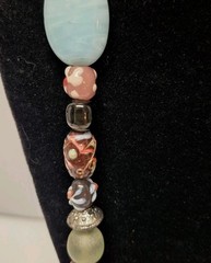 Single Strand Art Glass Multicolor Chunky Statement Long Necklace Maximalist Vtg