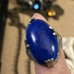 Antique ART DECO Estate Ring Sz 5.25 LAPIS LAZULI & STERLING SILVER Artisan