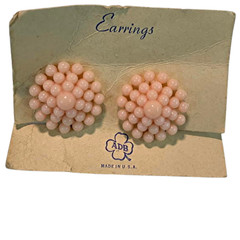 Vintage 1950s ABD 24mm Early Plastic Screwback Clip On Earrings Round Retro NOS