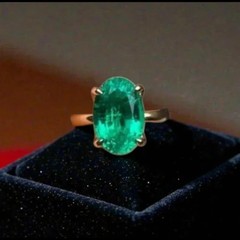 Art Deco Vintage 3.60 Ct Natural Emerald Engagement Ring 14K Yellow Gold Over