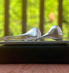 NOT AVAILABLE ! 925 Dome Droplet Vintage Sterling Silver Dangle Fine Earrings