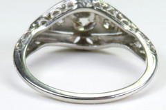 Antique 3 Diamond Filigree Engagement 14K-18KW Gold Ring Size 9 UK-R1/2 EGL USA