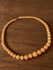 Vintage Butterscotch Bakelite Graduated Bead Necklace Simichrome Tested 19”