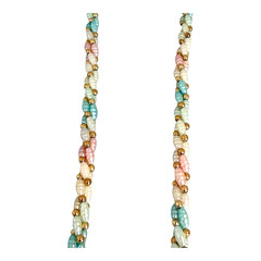 Vintage Pastel Beaded Necklace Barrel Clasp Gold Tone 12in