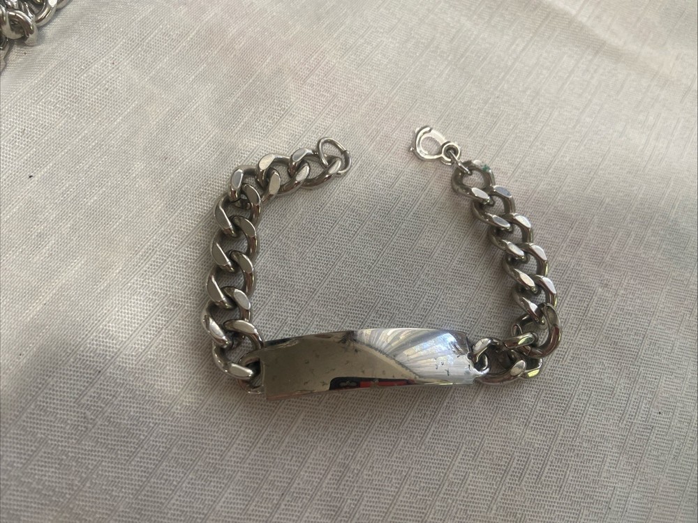 Vintage ID Chain Bracelet Mens Nickel Silver Not Monogrammed