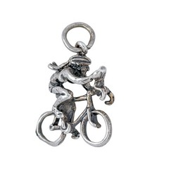 Vintage Sterling Silver 925 Female Cyclist Bicycle Charm