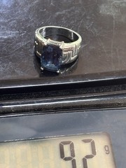 London Blue Topaz Sterling Silver Statement Ring-Emerald Cut Gemstone- Size 8.5