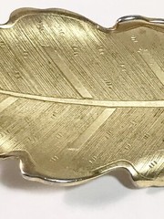 Coro Leaf Brooch Pin Vintage Brushed Gold Tone Signed 3.5 Inches
