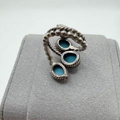 Vintage Tested Sterling Silver Turquoise 4 Stone Ring Size 5-6 Southwestern