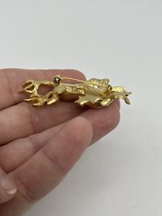 Vintage Reindeer Deer Pin Gold Tone Happy Holiday Christmas Costume Brooch