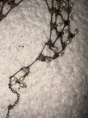 Antique Art Deco Open Sterling flowers teardrop pearls 1920s one of a kind