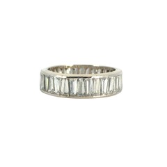Vintage 14k White Gold Trapezoid Baguette Diamond Eternity Ring Band