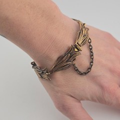 Vintage Finnish Stylized Leaf Motif Link Bracelet Size 7.5