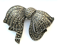 VINTAGE STERLING SILVER MARCASITE BROOCH | 11 GRAMS