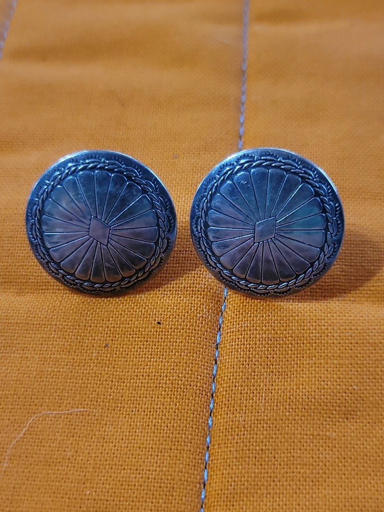 Vintage Sterling Silver Button Style Earings