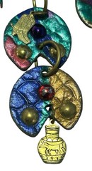 Vintage 80’s Statement Earrings Leather Dangle Clip On Bold Colorful