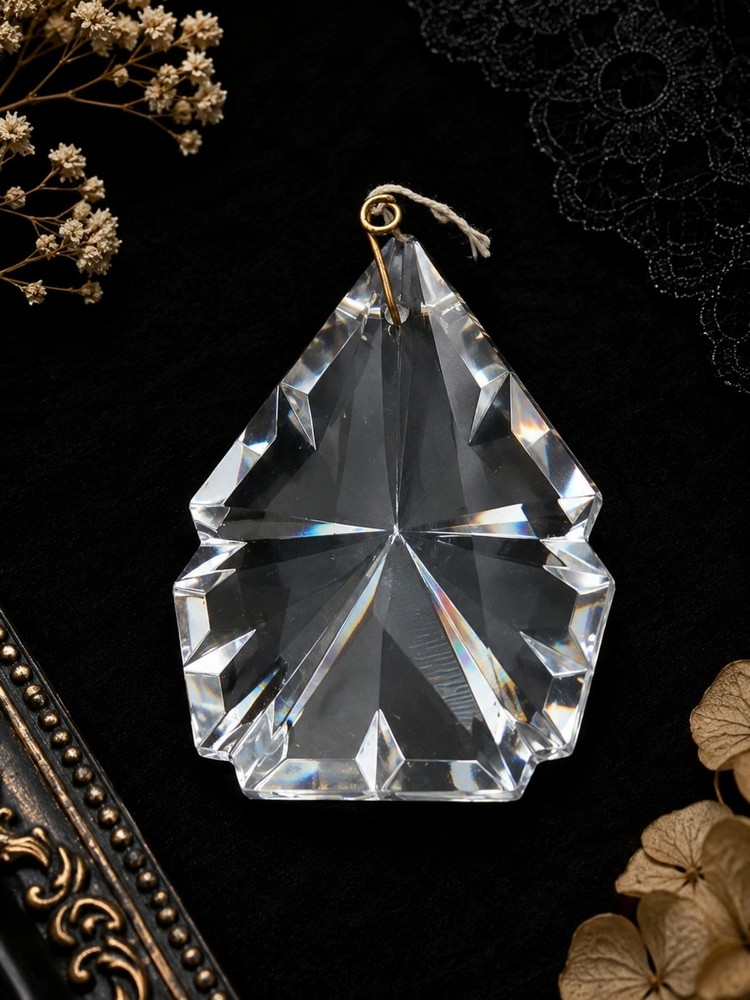 Vintage Large Faceted Crystal Prism Pendant Sun Catcher Chandelier Drop Glass