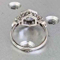Art Deco Vintage VVS1 Lab Created Diamond 14K White Gold Finish Engagement Ring