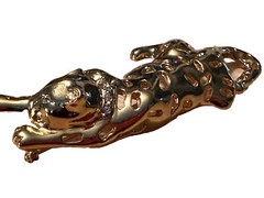 Lady Remington Gold Tone Panther Tiger Cat Large Goldtone Rhinestone Pin Brooch